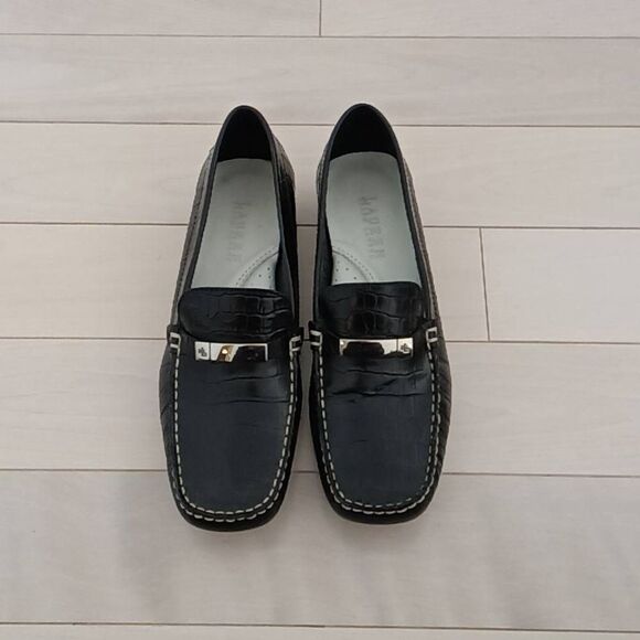 Lauren Ralph Lauren Women\'s Suzie Crocodile Skin Loafer Shoes Black Size 6.5B main image 5